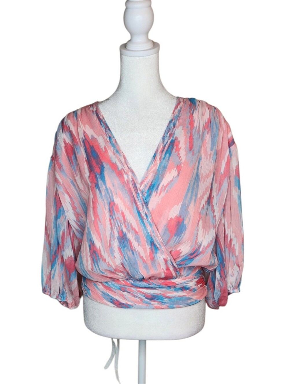 Ramy Brook Blaire Wrap Top in Vintage Tulip Pink Combo Size M